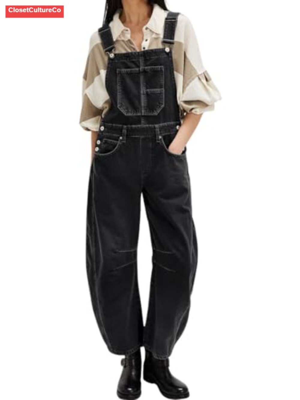 Y2K Baggy Barrel Jeans Overalls Wide Leg Denim Bib Jumpsuit